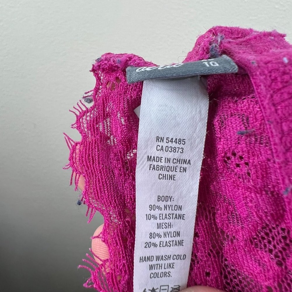 AERIE Lightly Padded Triangle Lace Bralette Hot Pink Size XL - Picture 6 of 7